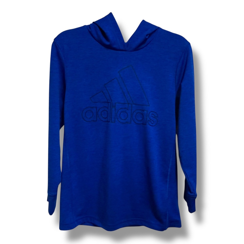 Adidas Kids Royal Blue Climalite‎ Logo Hoodie Long Sleeve Performance Tee 7 8